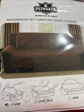 Petmaker Waterproof Brown Chair Pet Furniture Cover with Pocket